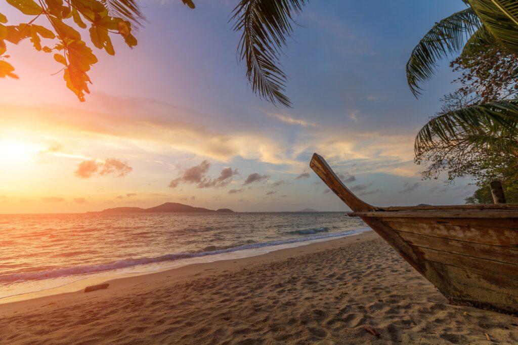 Beautiful sunrise in Rawai on the island of Phuket